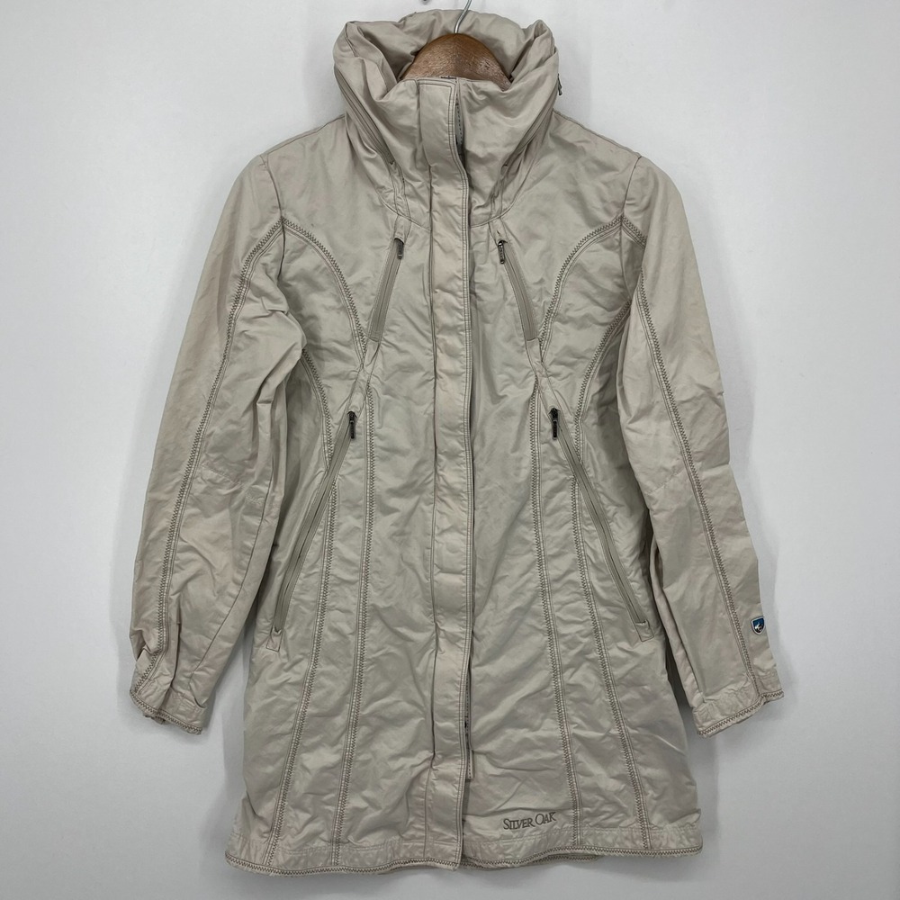 Kuhl Silver Oak Jacket Women's Size S Beige Full Zip Long Length Pockets